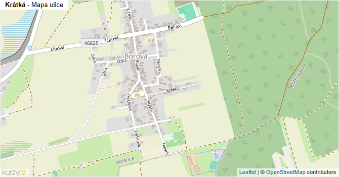 Krátká - mapa ulice