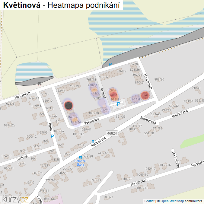 Mapa Květinová - Firmy v ulici.