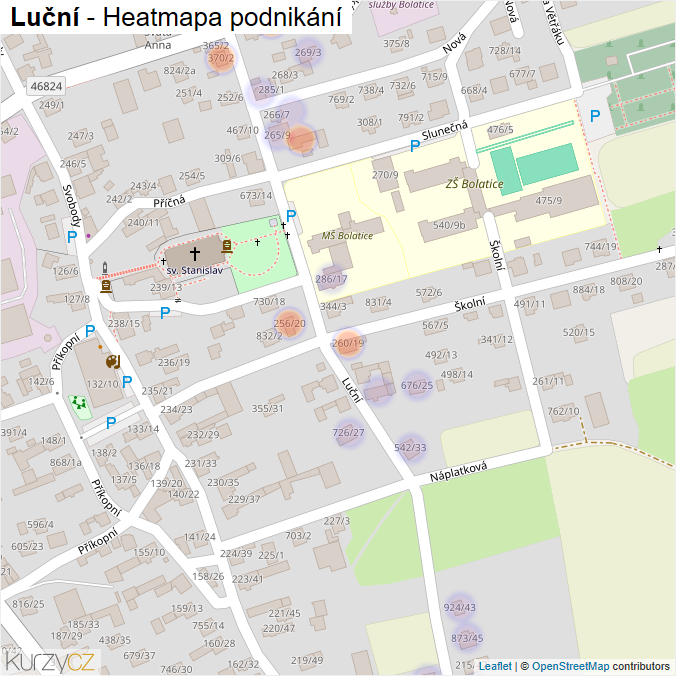 Mapa Luční - Firmy v ulici.