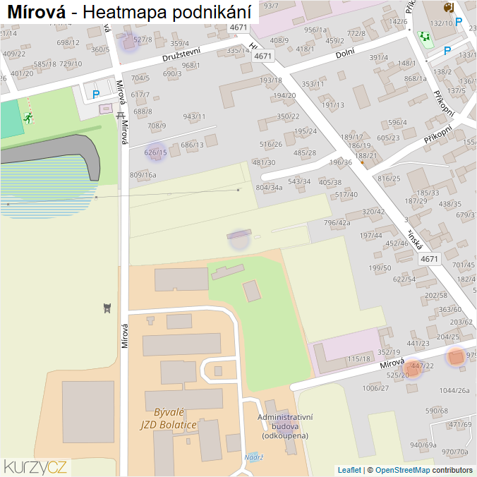 Mapa Mírová - Firmy v ulici.