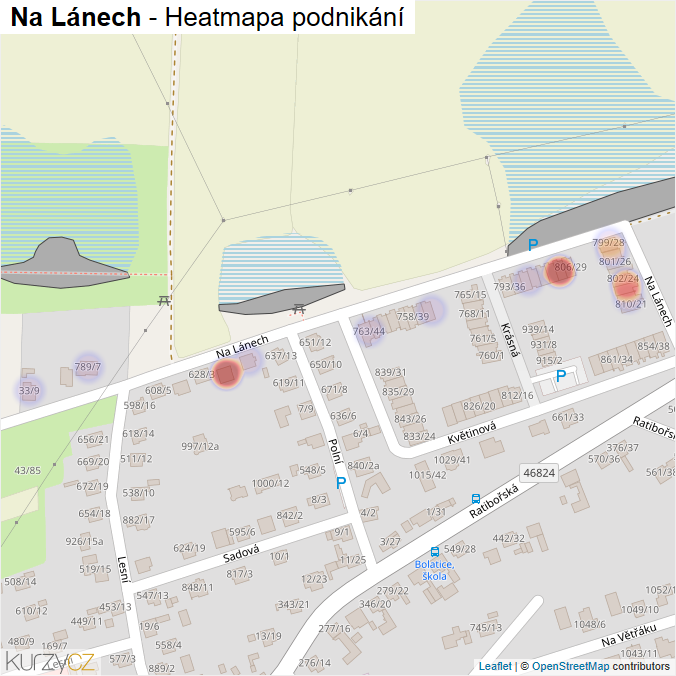 Mapa Na Lánech - Firmy v ulici.