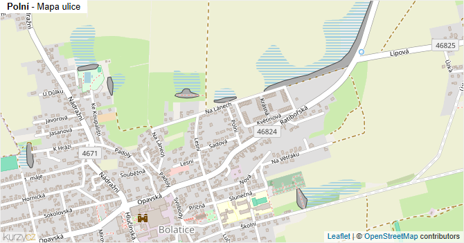 Polní - mapa ulice