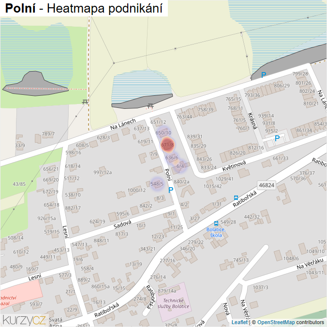Mapa Polní - Firmy v ulici.