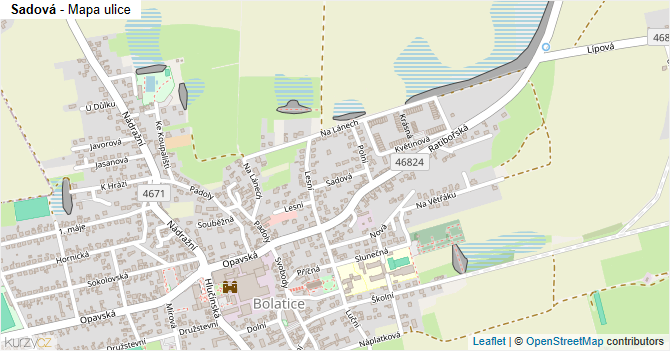 Sadová - mapa ulice