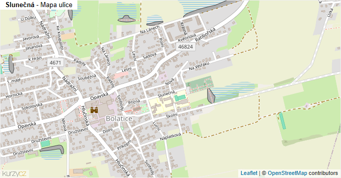 Slunečná - mapa ulice