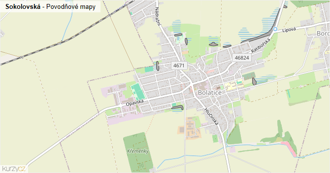 Sokolovská - záplavové mapy stoleté vody
