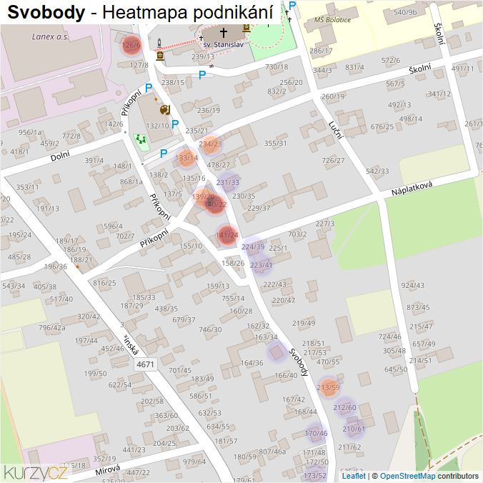 Mapa Svobody - Firmy v ulici.