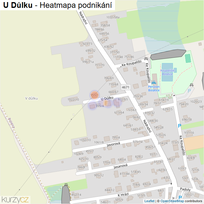 Mapa U Důlku - Firmy v ulici.