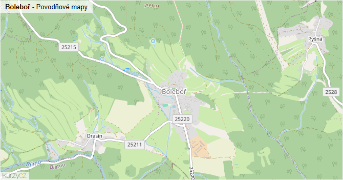 Boleboř - záplavové mapy stoleté vody