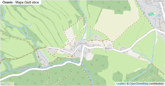 Orasín - mapa části obce