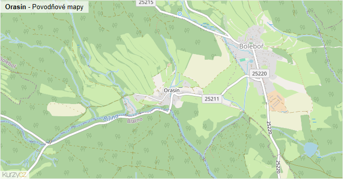 Orasín - záplavové mapy stoleté vody