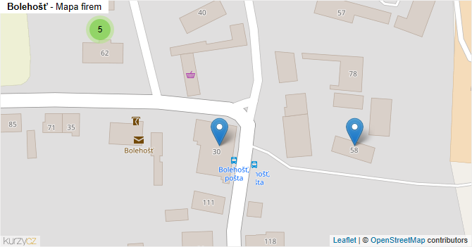 Bolehošť - mapa firem