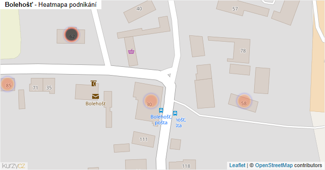 Bolehošť - mapa podnikání