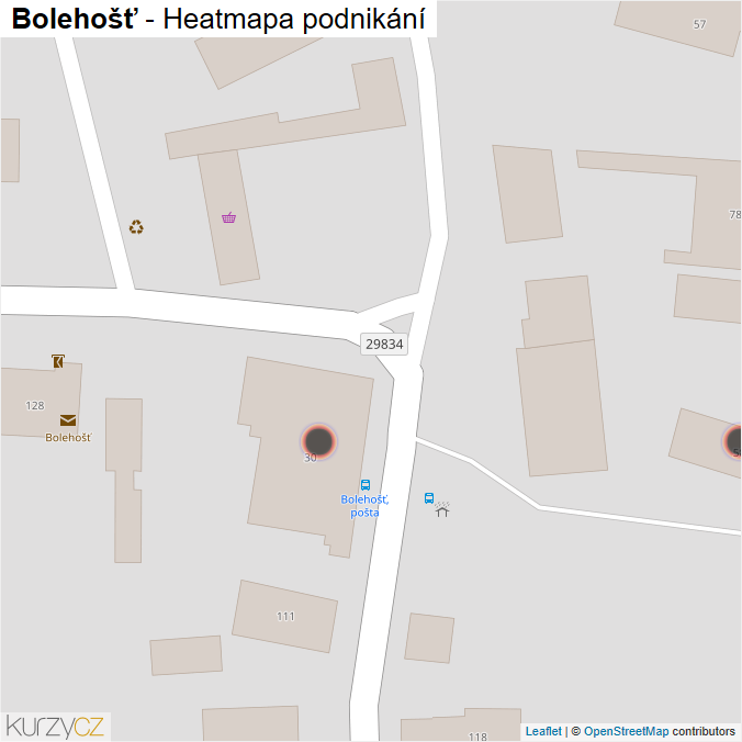 Mapa Bolehošť - Firmy v obci.