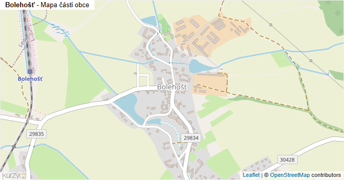 Bolehošť - mapa části obce