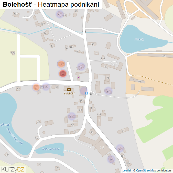 Mapa Bolehošť - Firmy v části obce.
