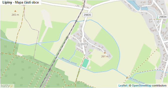 Lipiny - mapa části obce