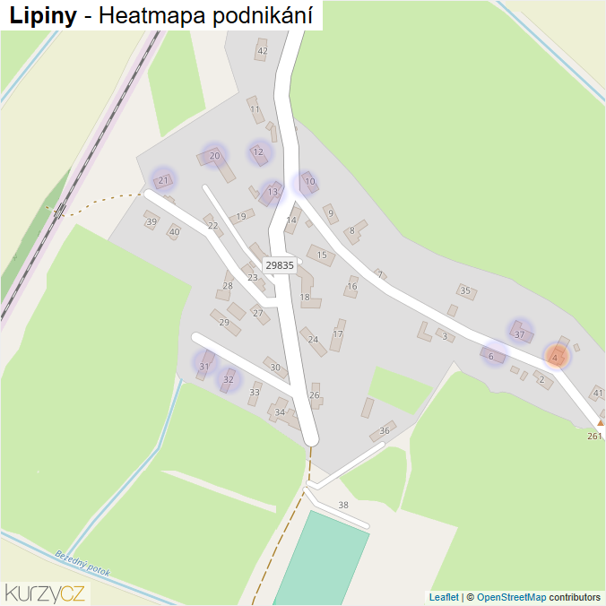 Mapa Lipiny - Firmy v části obce.