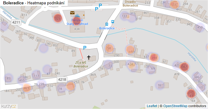 Boleradice - mapa podnikání