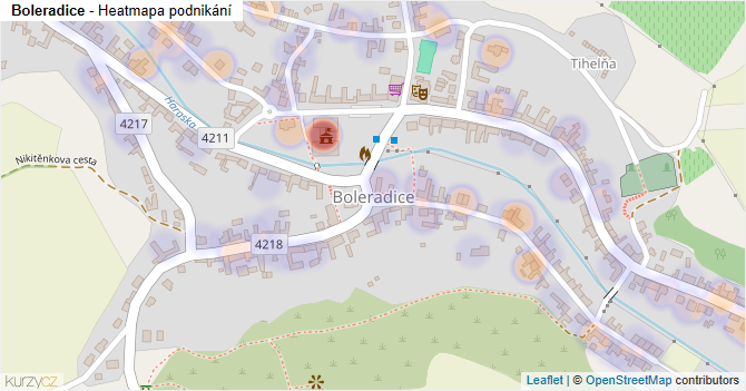 Boleradice - mapa podnikání