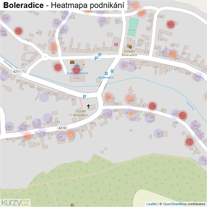 Mapa Boleradice - Firmy v části obce.