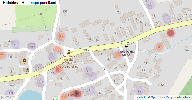 Bolešiny - mapa podnikání