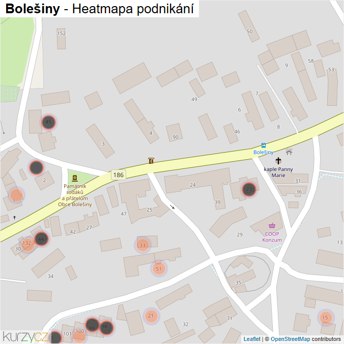 Mapa Bolešiny - Firmy v obci.