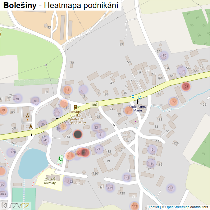 Mapa Bolešiny - Firmy v části obce.