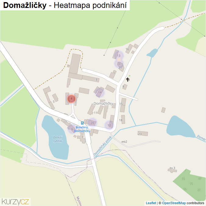 Mapa Domažličky - Firmy v části obce.