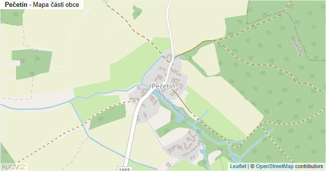 Pečetín - mapa části obce