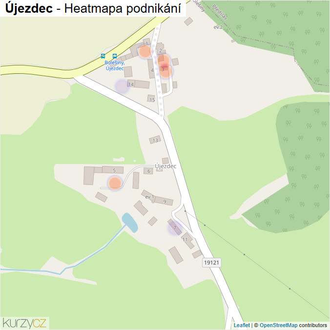 Mapa Újezdec - Firmy v části obce.