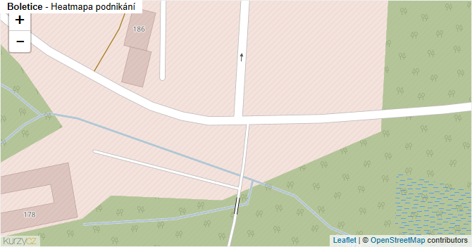 Boletice - mapa podnikání