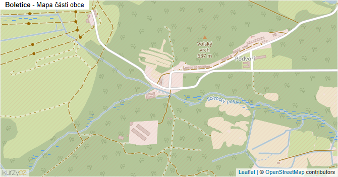 Boletice - mapa části obce