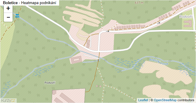 Boletice - mapa podnikání