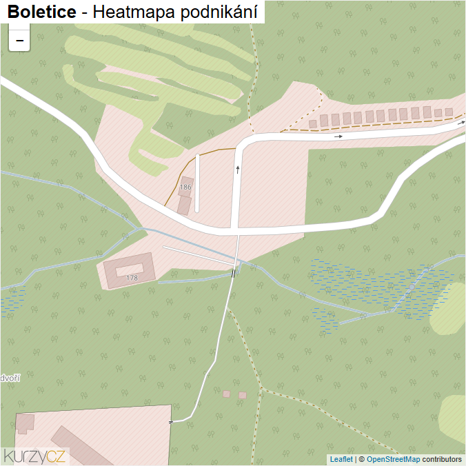 Mapa Boletice - Firmy v části obce.
