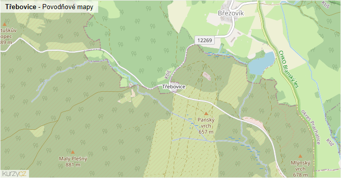 Třebovice - záplavové mapy stoleté vody