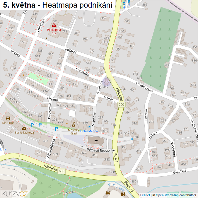 Mapa 5. května - Firmy v ulici.