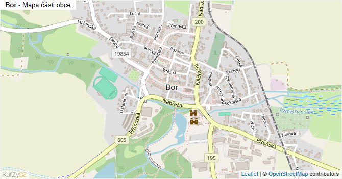 Bor - mapa části obce