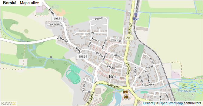 Borská - mapa ulice