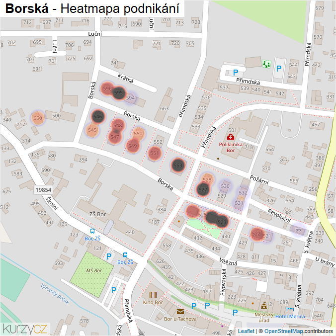 Mapa Borská - Firmy v ulici.