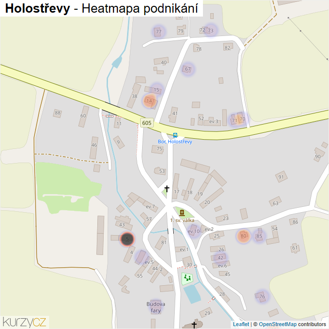 Mapa Holostřevy - Firmy v části obce.