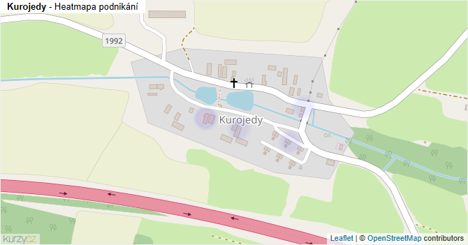 Kurojedy - mapa podnikání