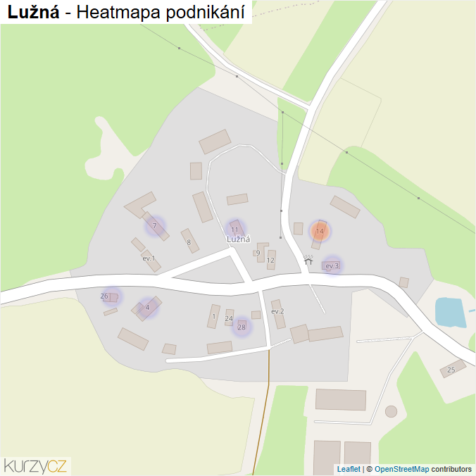 Mapa Lužná - Firmy v části obce.