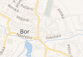 Malé náměstí v obci Bor - mapa ulice