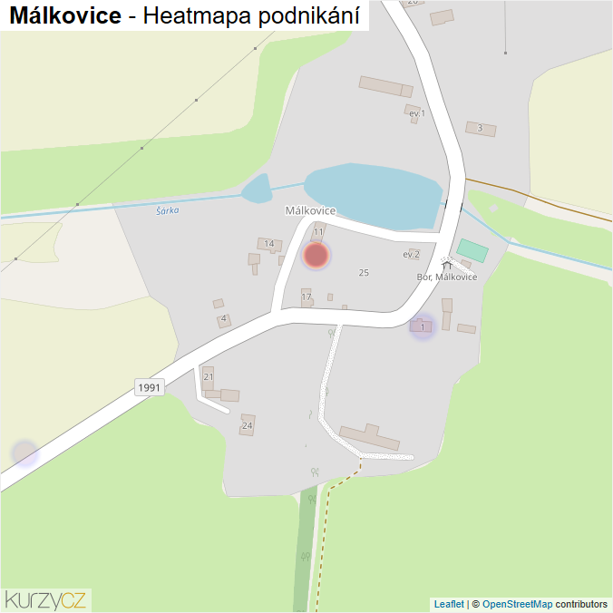 Mapa Málkovice - Firmy v části obce.