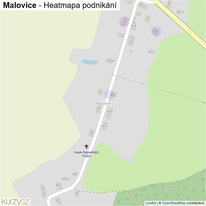 Mapa Malovice - Firmy v části obce.