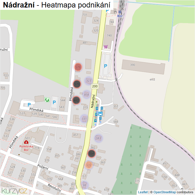 Mapa Nádražní - Firmy v ulici.