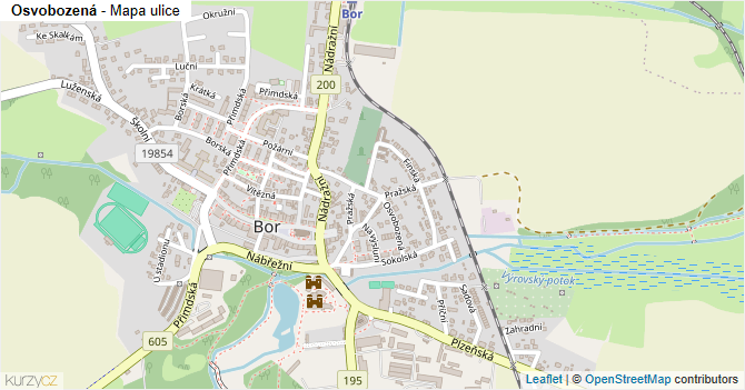 Osvobozená - mapa ulice