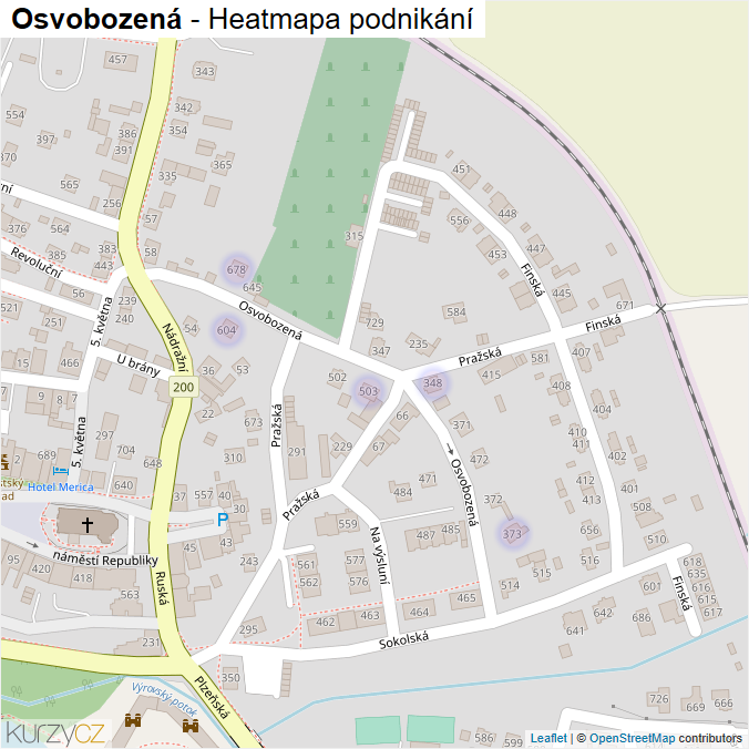 Mapa Osvobozená - Firmy v ulici.