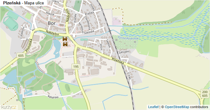 Plzeňská - mapa ulice